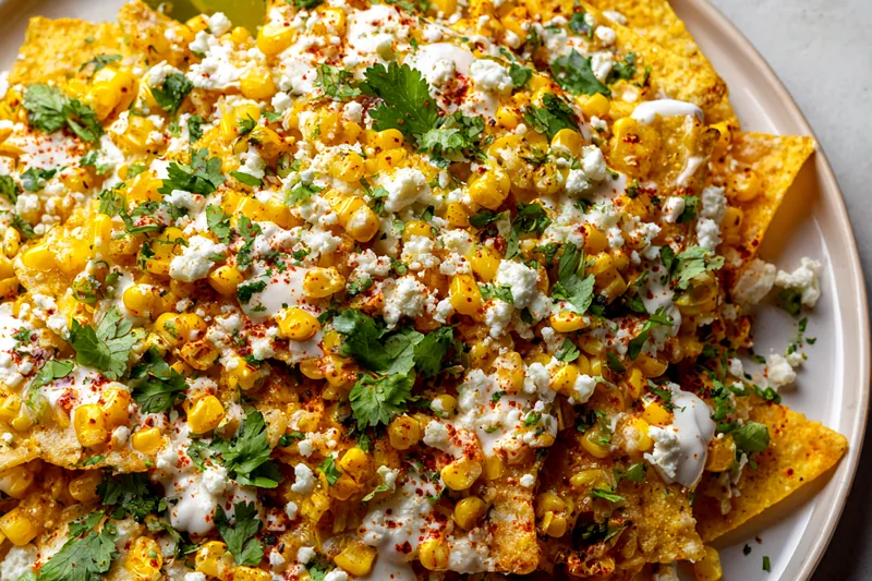 Corn ears being grilled over high heat, showing perfect char marks and caramelization developing on the kernels